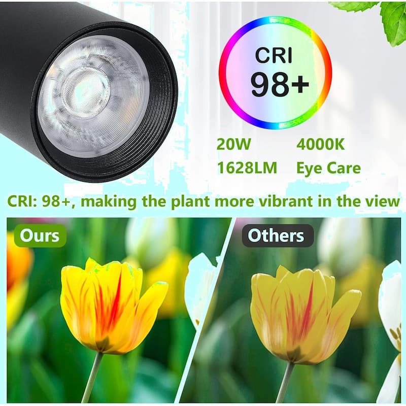 Full Spectrum Grow Light with Adjustable Height, 360° Rotation, and Timer - Black