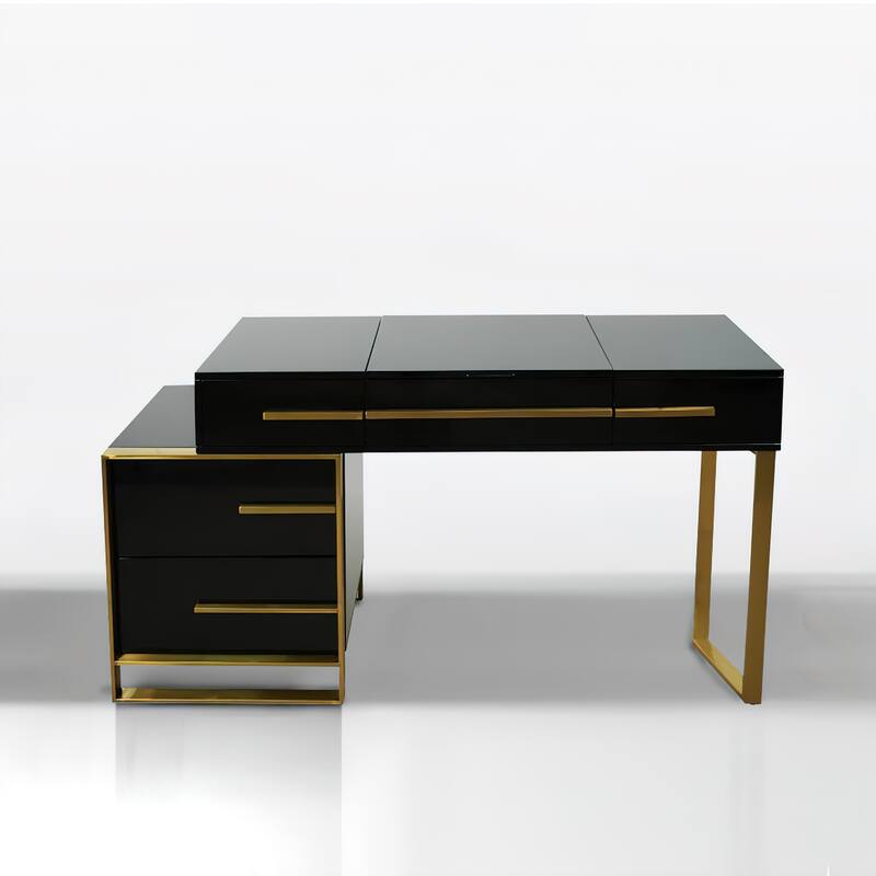 Modern Dresser with Storage and Flip Mirror 4 Drawer Writing Desk