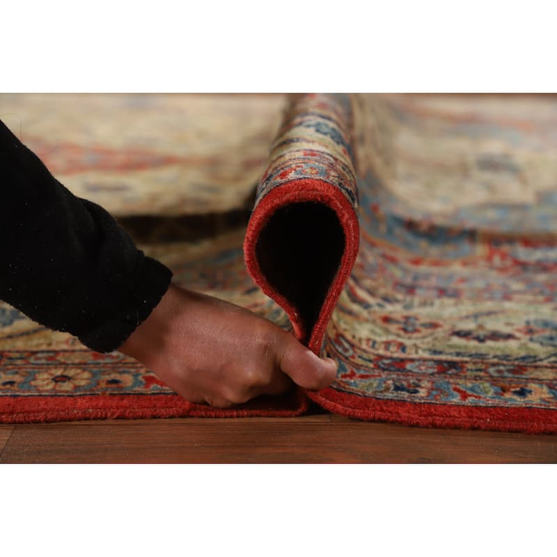Hand Knotted Oriental 100% Wool Carpet Traditional Medallion Beige & Ivories Yazd Area Rug - 10' 7'' X 6' 10''