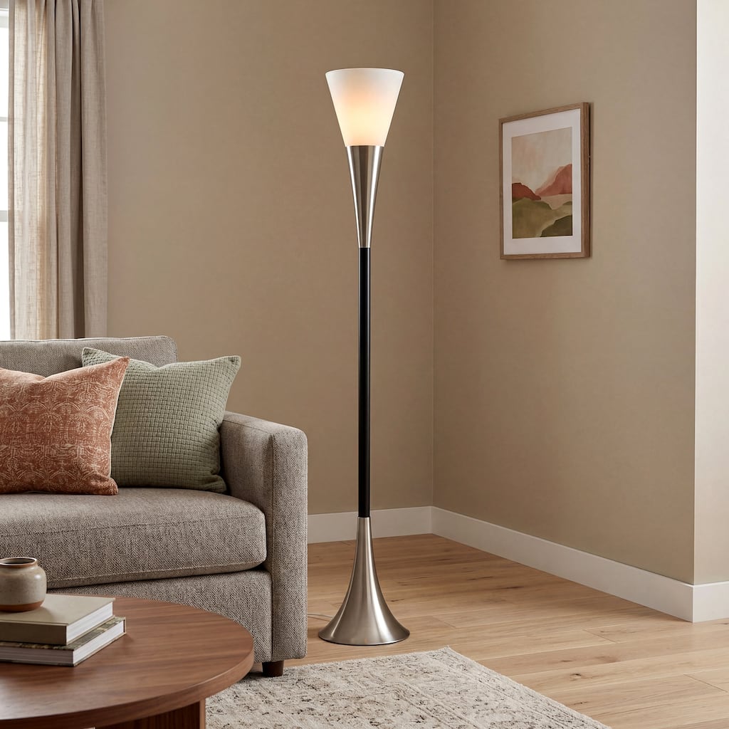 Floor Lamp with Sandblasted Glass Shade E26 Base