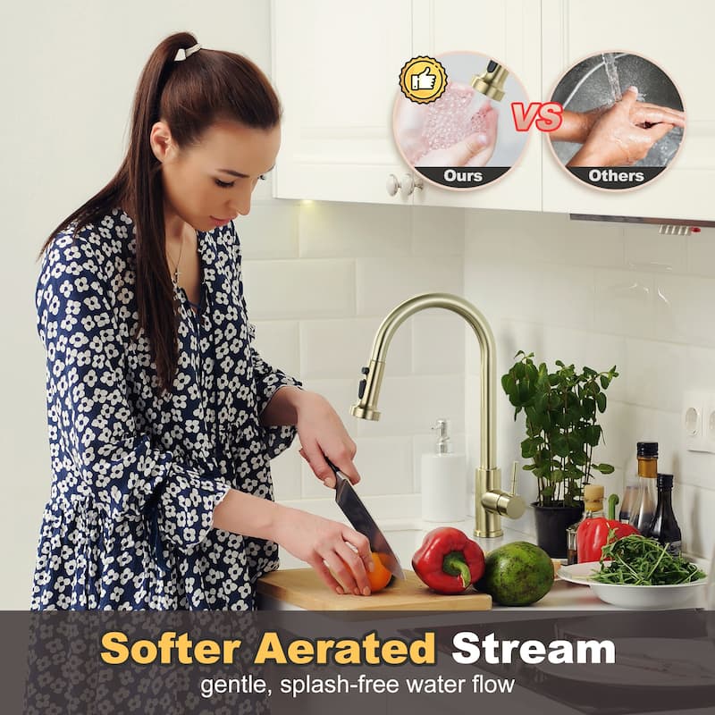WOWOW Single Handle Pull Down Sprayer Kitchen Faucet