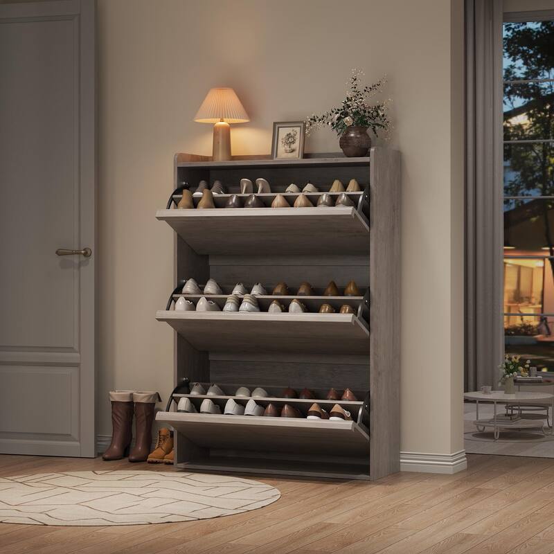 Drawer Wooden Shoe Cabinet with Adjustable Shelves
