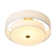 preview thumbnail 21 of 57, French Country Brass Round White Linen Drum Ceiling Light