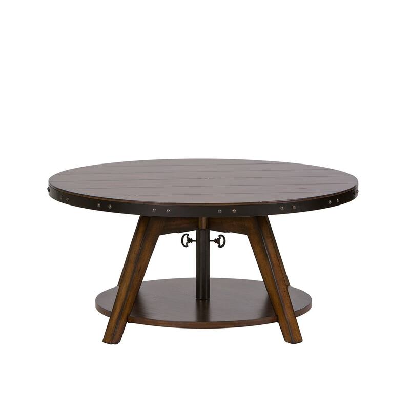 Aspen Skies Russet Brown Cocktail Table with Adjustable Height Pine Wood Top