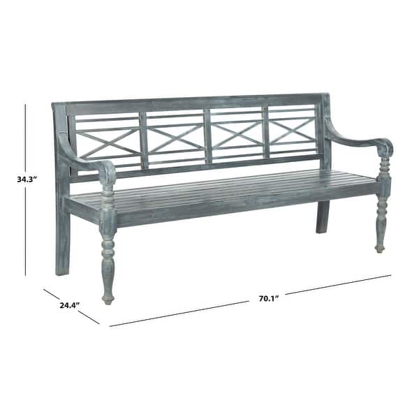 SAFAVIEH Outdoor Living Karoo Ash Grey Acacia Wood Bench - 70.1"x24.4"x34.3"