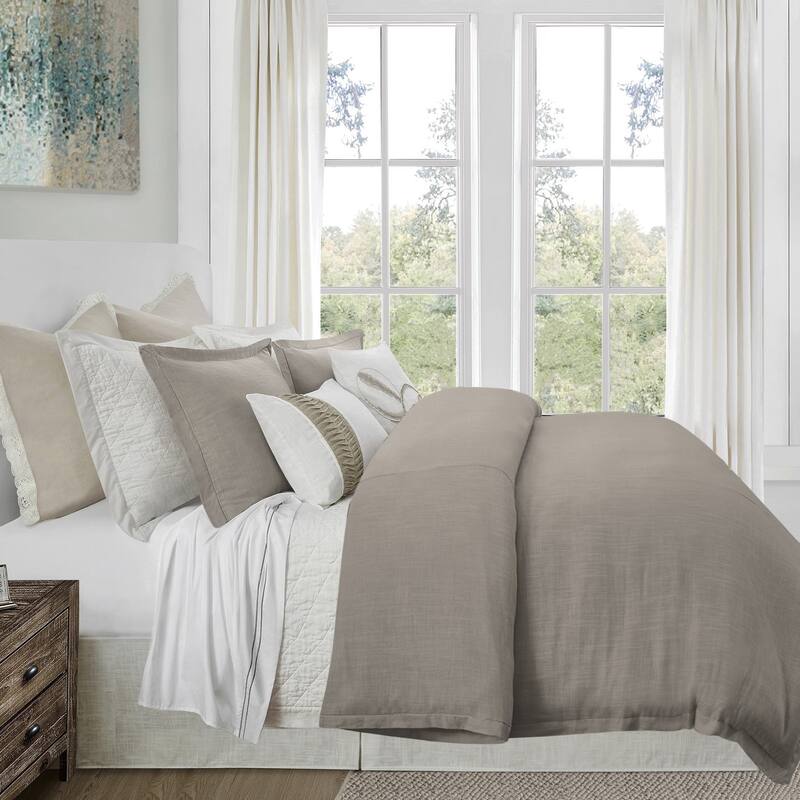 HiEnd Accents Hera Washed Linen Flange Duvet Cover, 1PC
