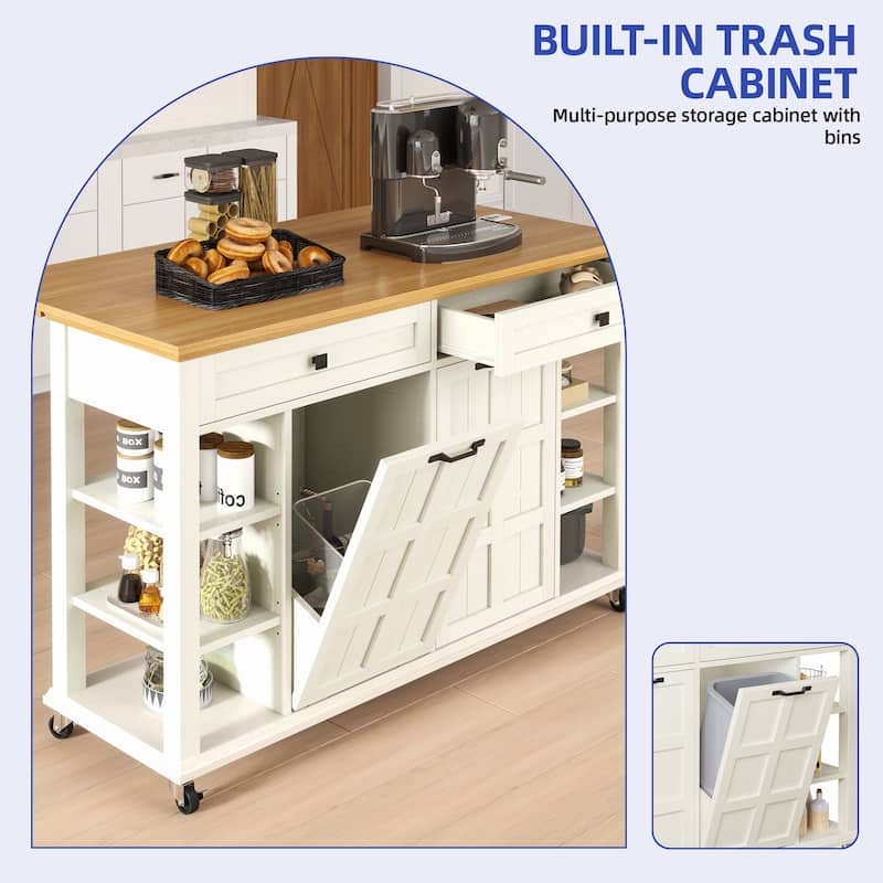 Moasis Kitchen Island with Drop Leaf and Rolling Cart on Wheels for Kitchen or Dining Room