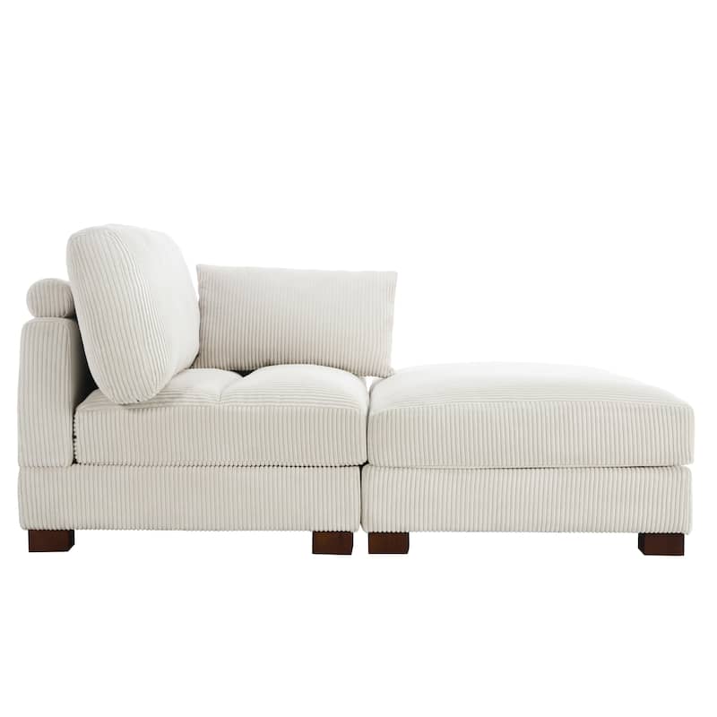 Modern 43'' Corduroy Comfy Sectional Chaise Lounge with Pillow