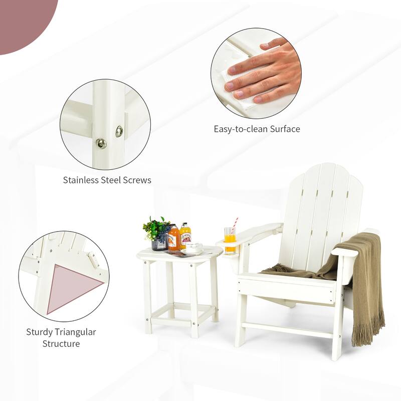 Costway 2 PCS Patio Adirondack Chair Side Table HDPE Weather Resistant