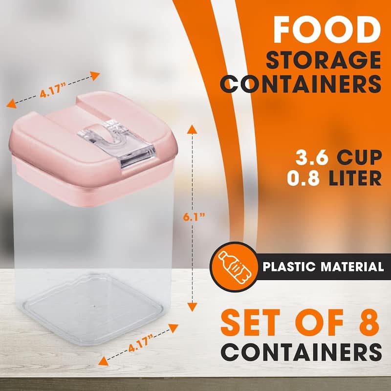 Cheer Collection Set of 8 Uniform Size Airtight Food Storage Containers