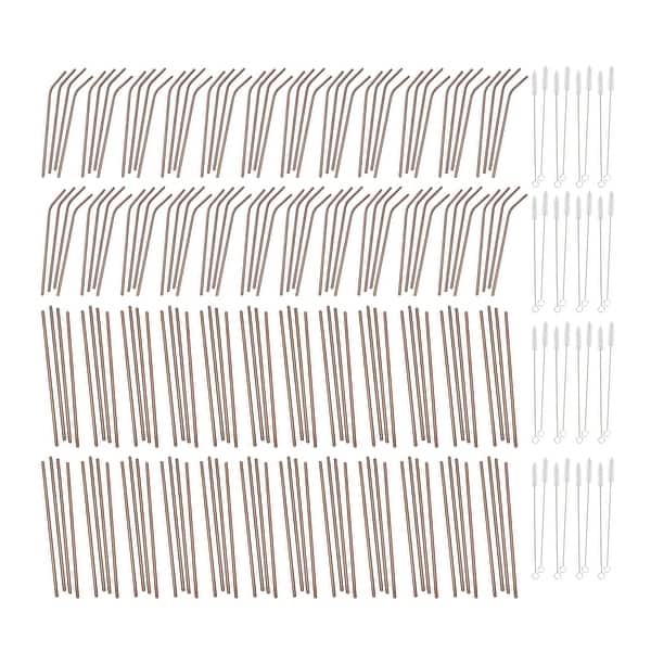 slide 2 of 4, Mind Reader Steel Reusable Straight/Curved Straws (Rose Gold, 192-Pk)