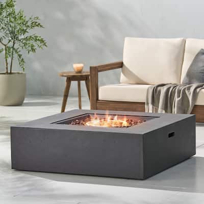 Aidan Outdoor 50,000 BTU Lightweight Concrete Square Fire Pit (No Tank Holder) by Christopher Knight Home