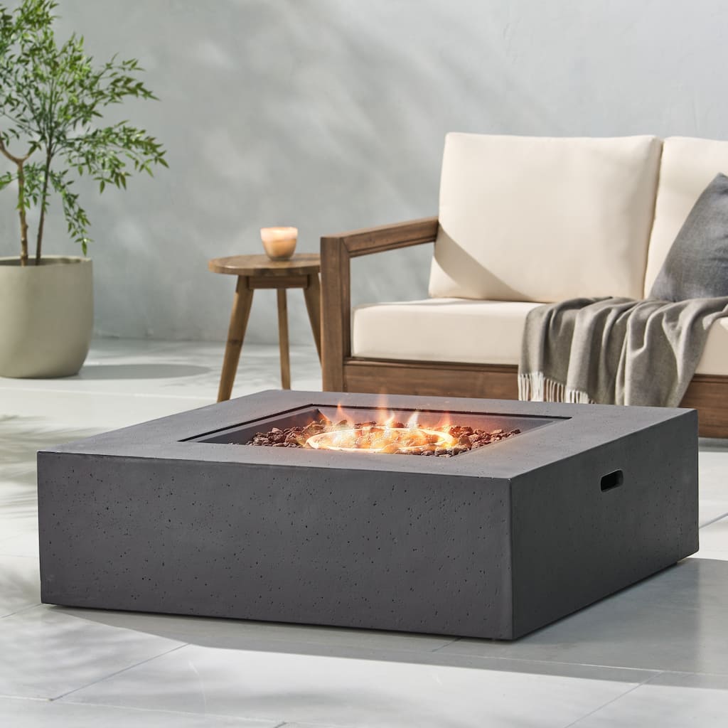 Aidan Outdoor 50,000 BTU Lightweight Concrete Square Fire Pit (No Tank Holder) by Christopher Knight Home