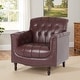 preview thumbnail 44 of 69, Tufted Vegan Leather Accent Chair Upholstered Armchair Dark Red