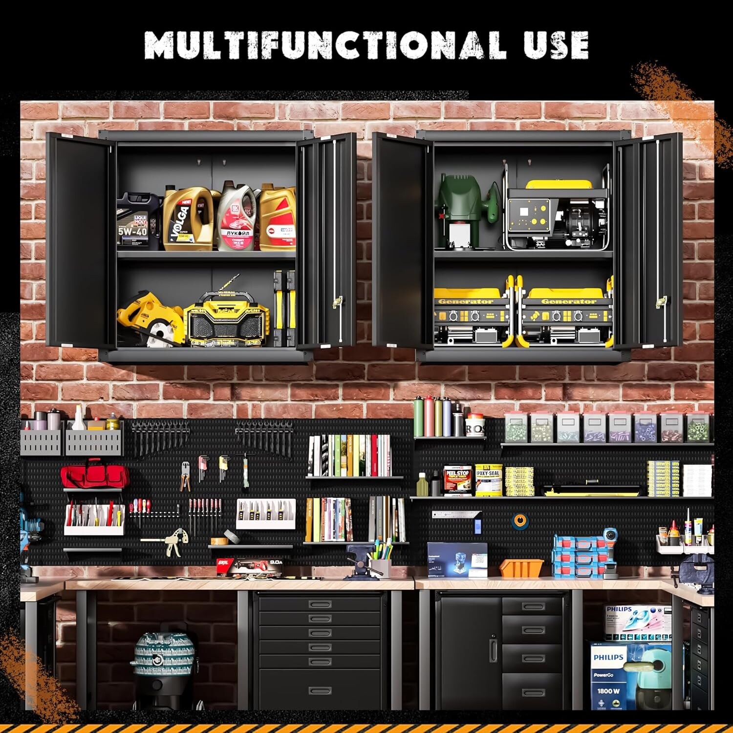 26'' Metal Lockable Garage Upper Storage Cabinet - Bed Bath