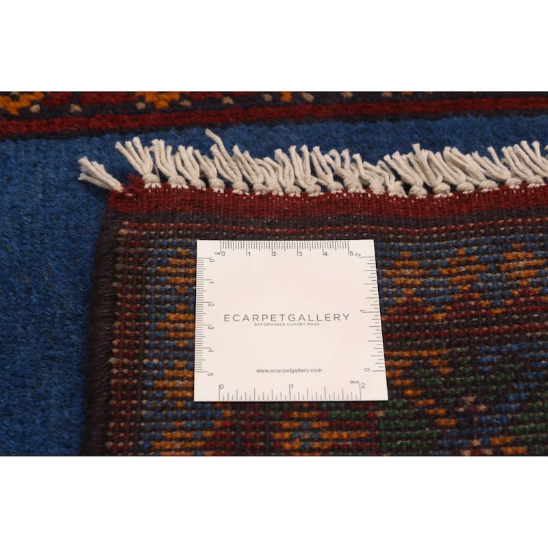 ECARPETGALLERY Hand-knotted Uzbek Kargahi Blue Wool Rug - 2'9 x 9'7