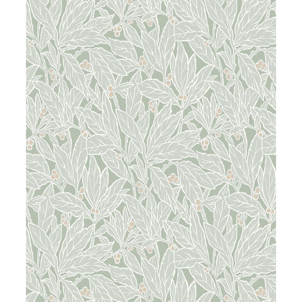 Seabrook Designs Leaf and Berry Nonwoven Unpasted Wallpaper