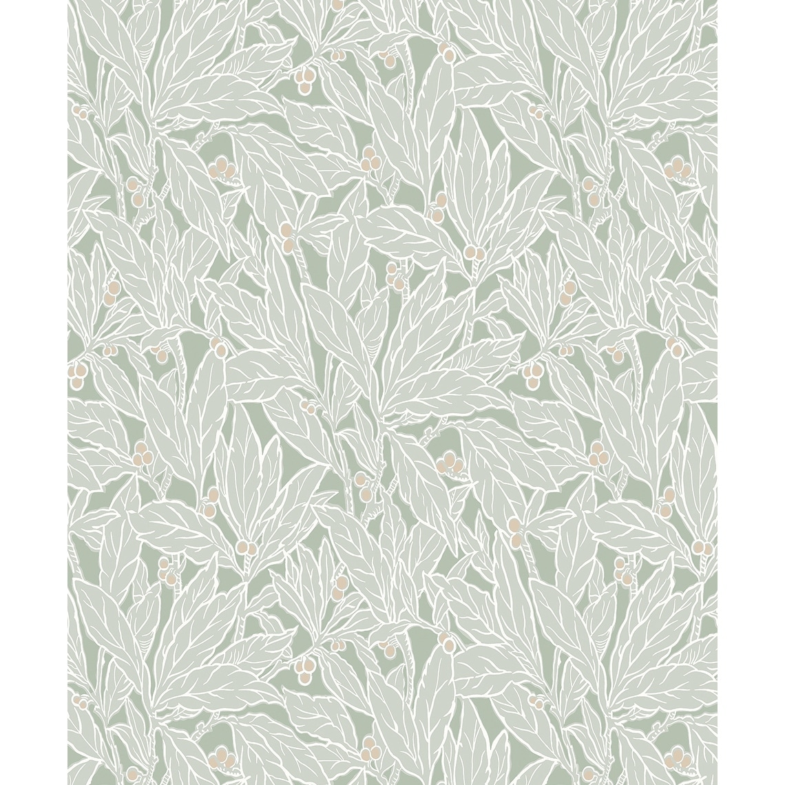 Seabrook Designs Leaf and Berry Nonwoven Unpasted Wallpaper