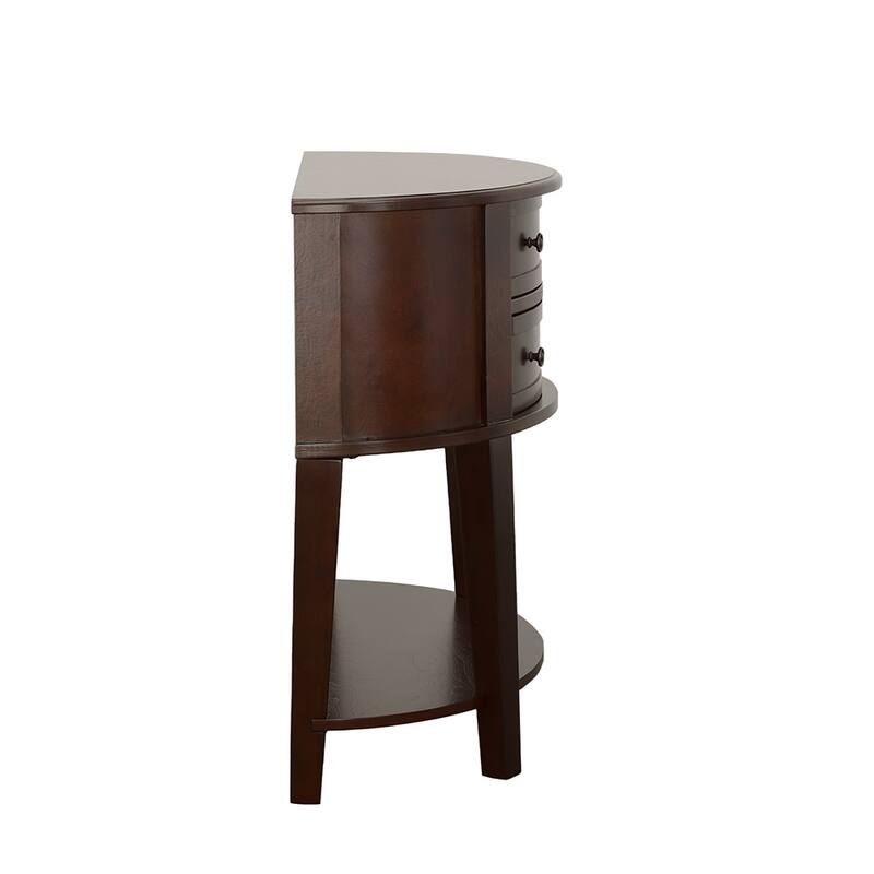 1pc Traditional 2-drawer Demilune Entryway Console Table Cappuccino Finish Half-moon Shape Lower Shelf Living Room Furniture