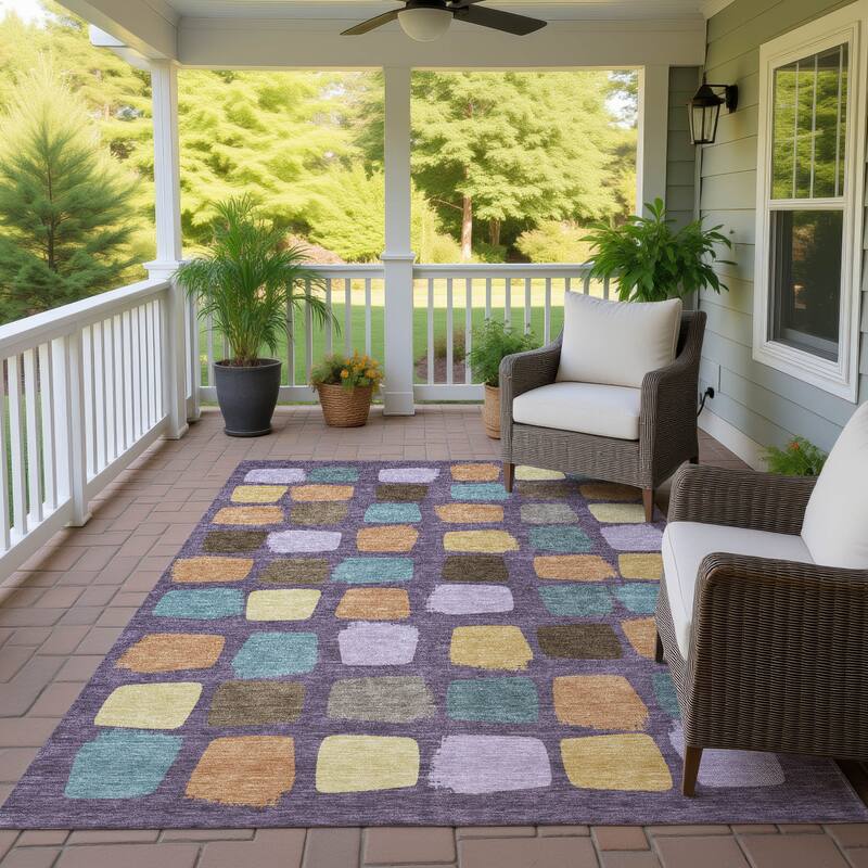 Machine Washable Indoor/ Outdoor Casual Hoppy Chantille Rug - Purple - 8' x 10'