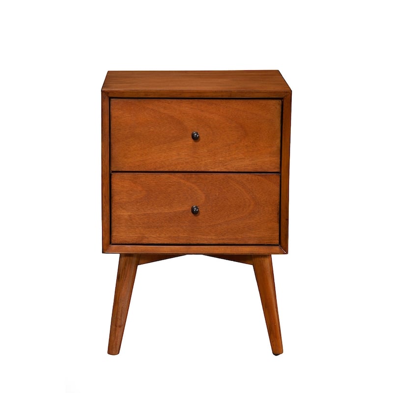 Mid-century Wood/Veneer 2-drawer Nightstand