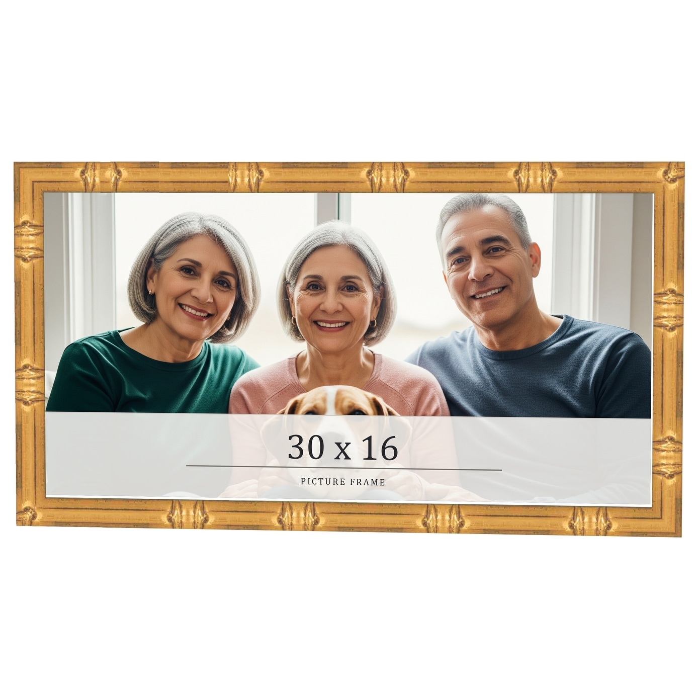 30x16 Frame Gold Bamboo Solid Wood Picture Frame | 1 Inch Moulding
