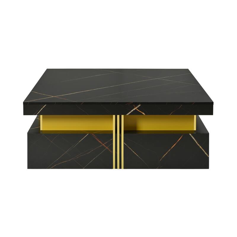43.3" Modern Square Storage Coffee Table with 4 Drawers for Living Room