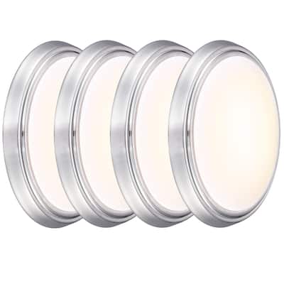 4 Pack 11-Inch LED Brushed Nickel Flush Mount Ceiling Light - 11" x 11" x 2"