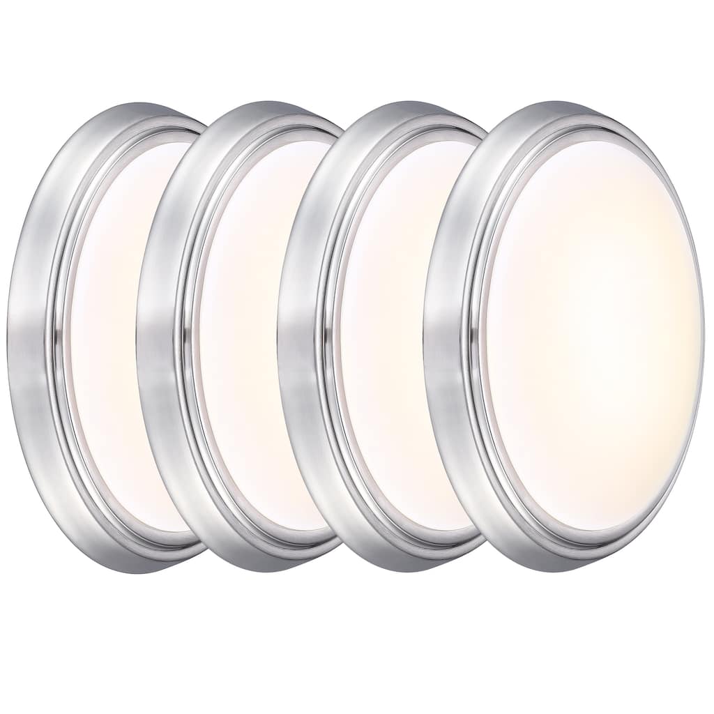4 Pack 11-Inch LED Brushed Nickel Flush Mount Ceiling Light - 11" x 11" x 2"