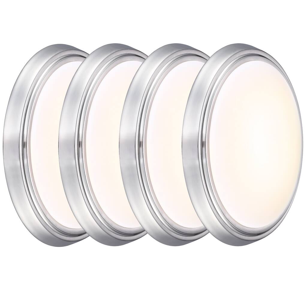 4 Pack 13-Inch LED Brushed Nickel Flush Mount Ceiling Light - 13" x 13" x 2.36"