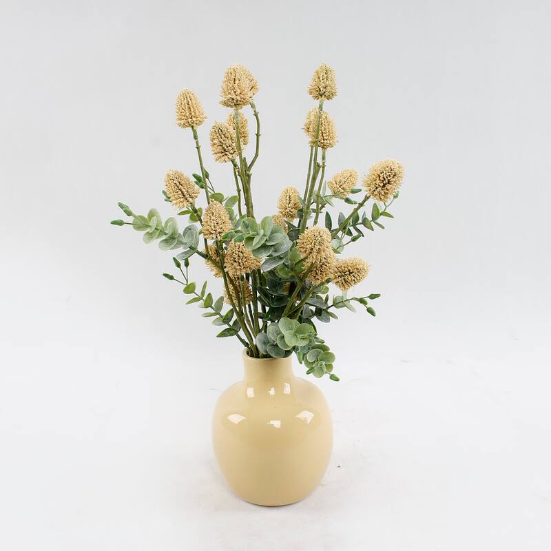 17''H Fall Leaves In Ceramic Vase