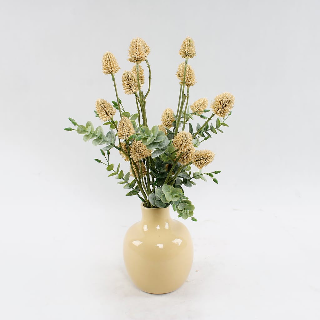 17''H Fall Leaves In Ceramic Vase
