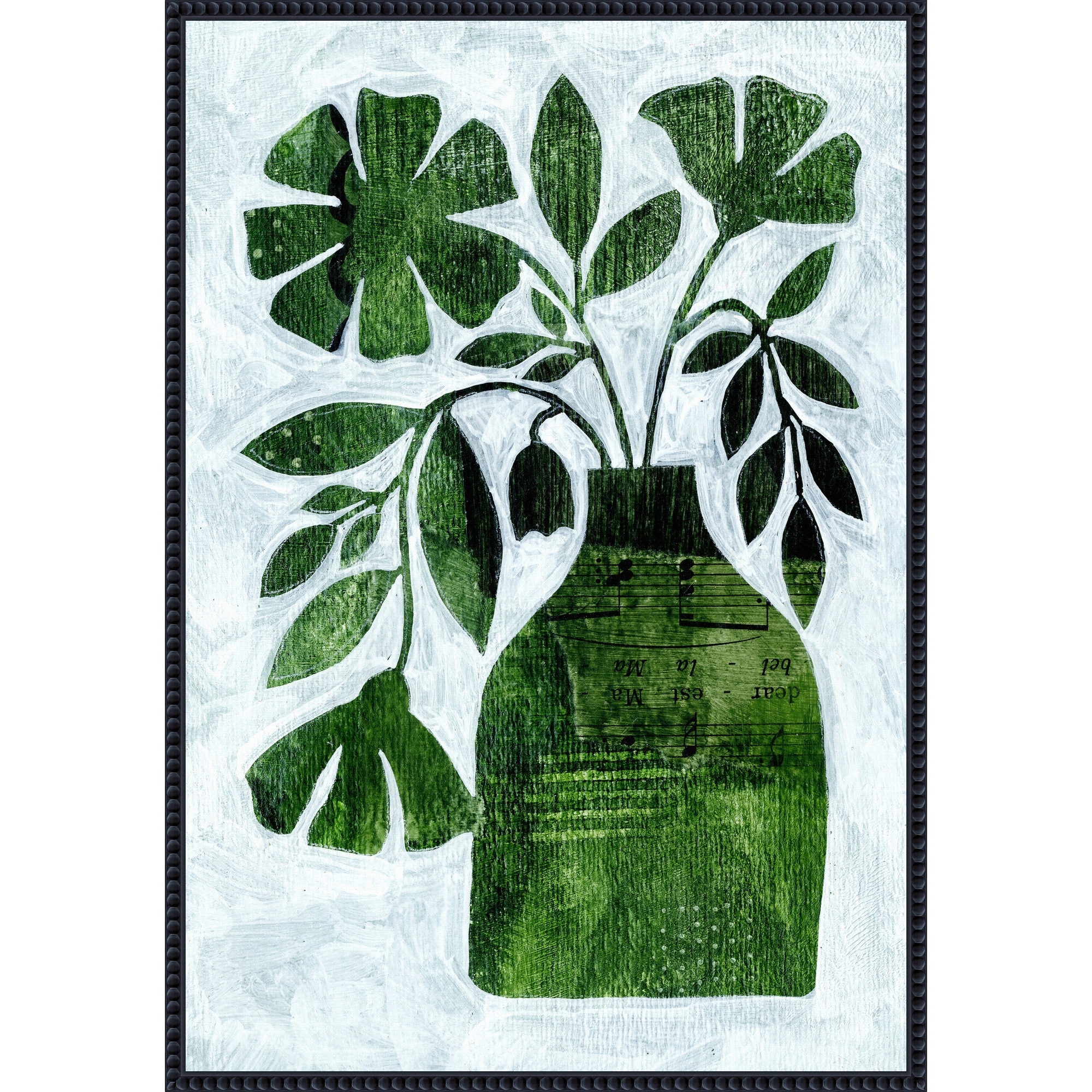 Abstract Green Floral No 2 by Susan Black Framed Canvas Wall Art Print