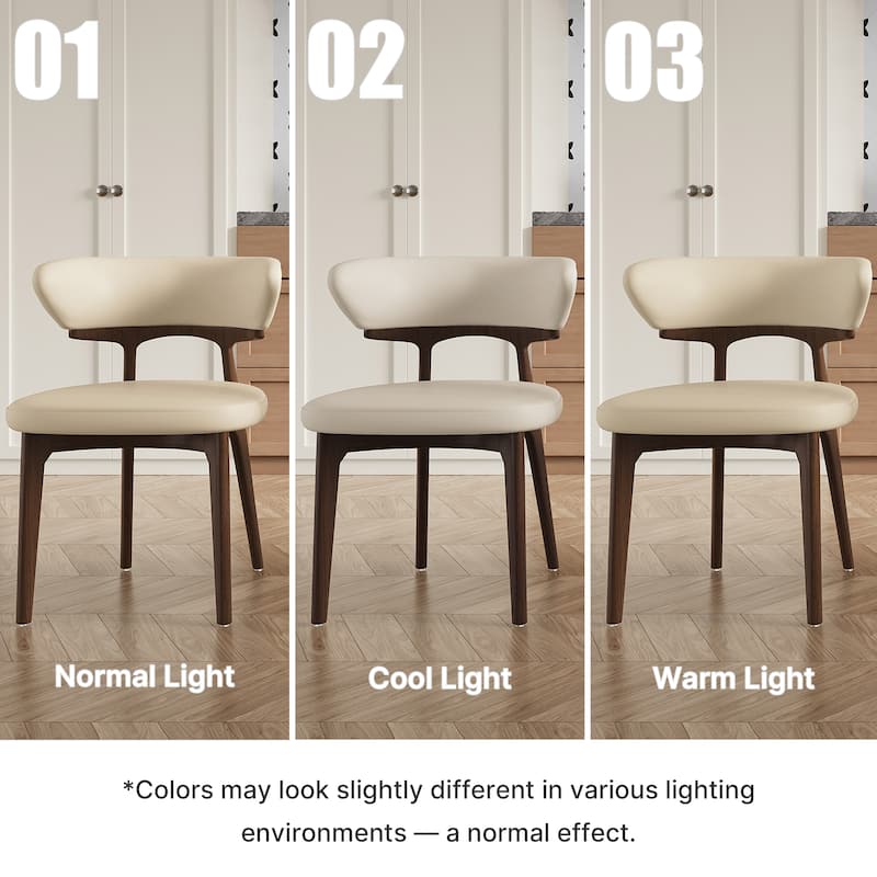 Faux Leather Dining chairs,Black Solid Wood, Beige Faux Leather, Set of 2, Not Assembled need