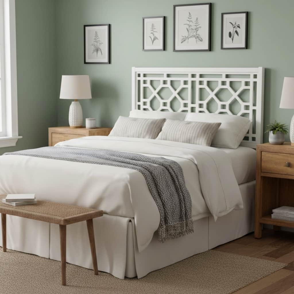 Classic Chippendale White Headboard for Queen/Full Bed
