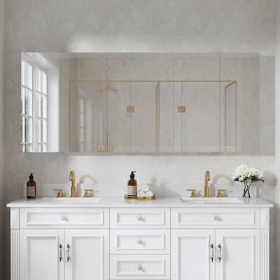 Bath 30'H Recessed or Surface Wall Mount Medicine Cabinet With Adjustable Glass Shelves