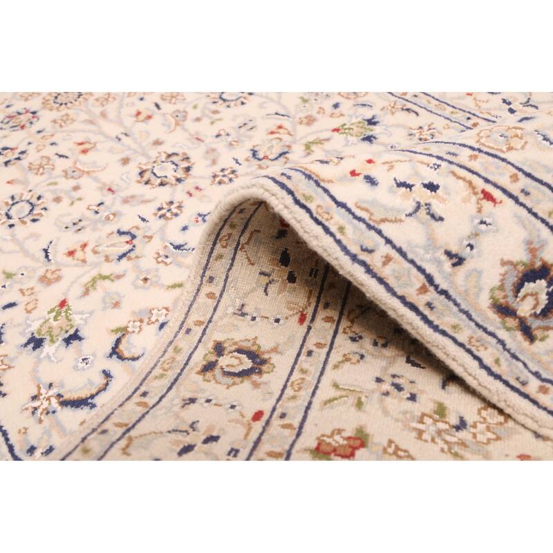 ECARPETGALLERY Hand-knotted Nain Cream Silk, Wool Rug - 2'8 x 16'3