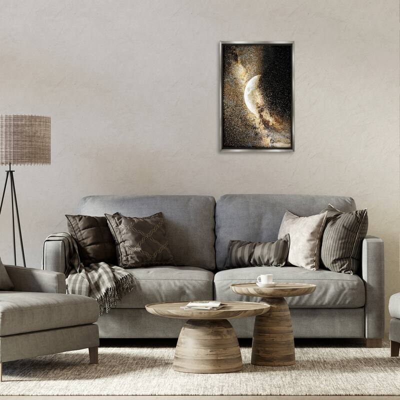 Stupell Starry Nebula Crescent Moon Framed Floater Canvas Wall Art Design By Gemma Bardot