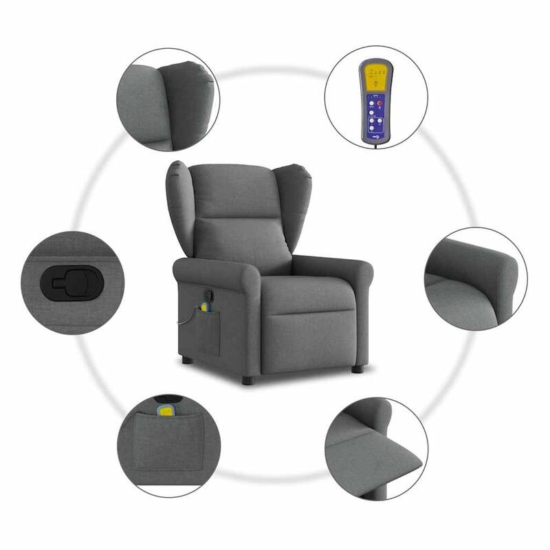 vidaXL Massage Recliner Chair Dark Grey Fabric