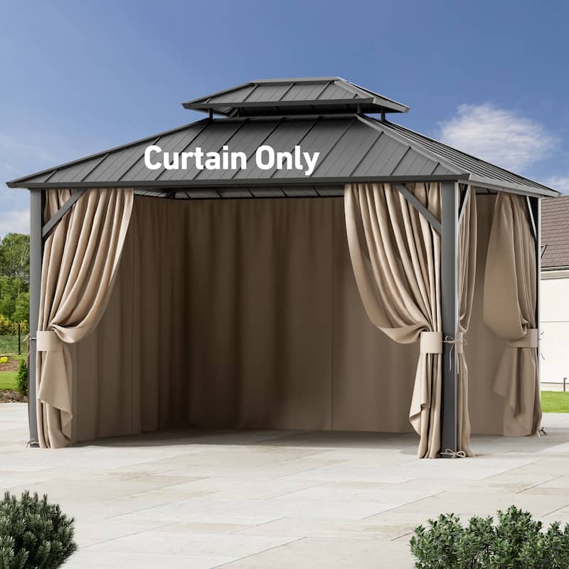 Gazebo Curtain Replacement Universal 4-Panel Sidewalls 10' x 12', Outdoor Gazebo Privacy Curtains with Zipper (Curtain Only)