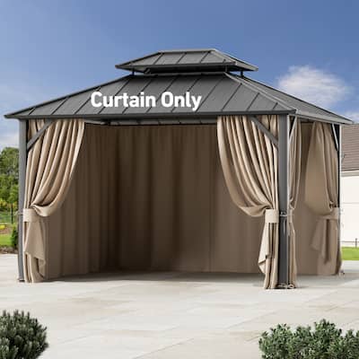 Gazebo Curtain Replacement Universal 4-Panel Sidewalls 10' x 12', Outdoor Gazebo Privacy Curtains with Zipper (Curtain Only)
