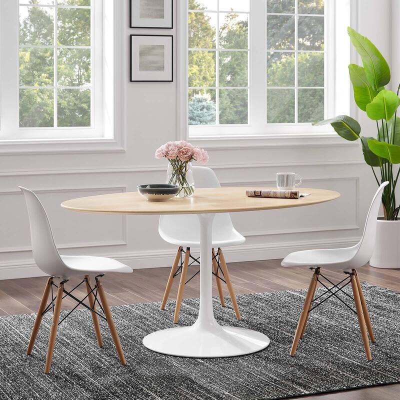 Lippa 60" Oval Natural Wood Grain Dining Table - White Natural