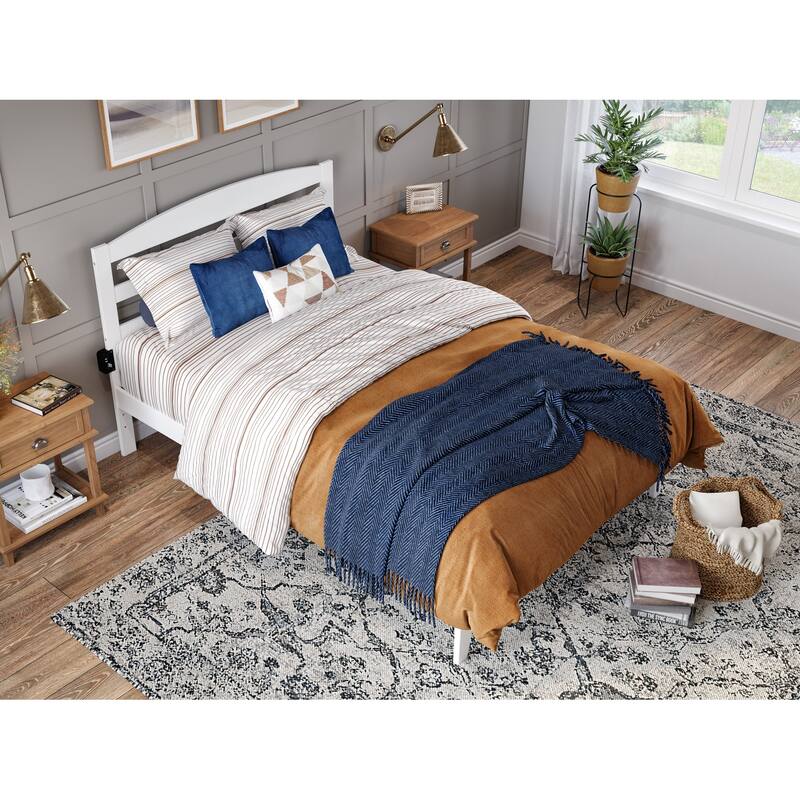 Warren Solid Wood Platform Bed with Attachable USB Charger