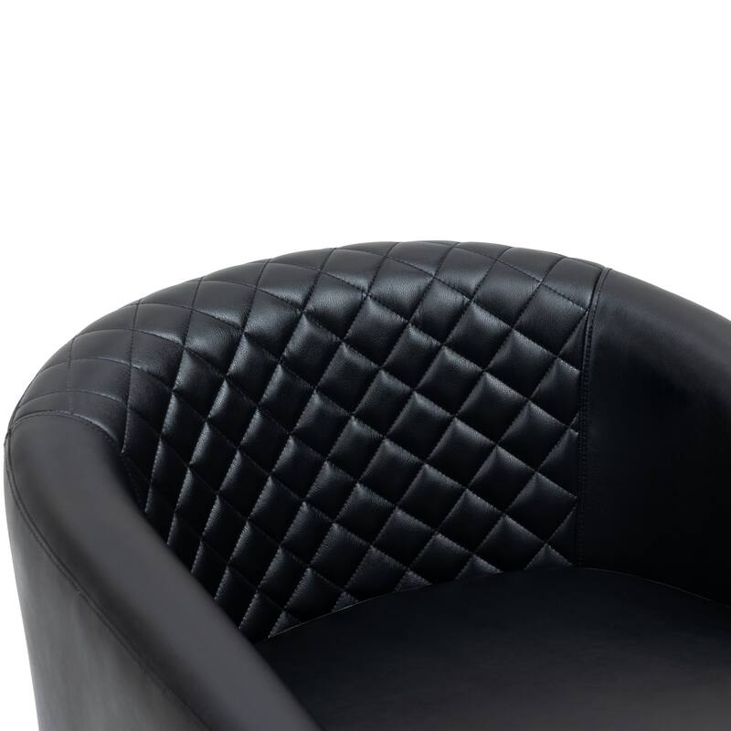 Faux Leather Barrel Accent Chair