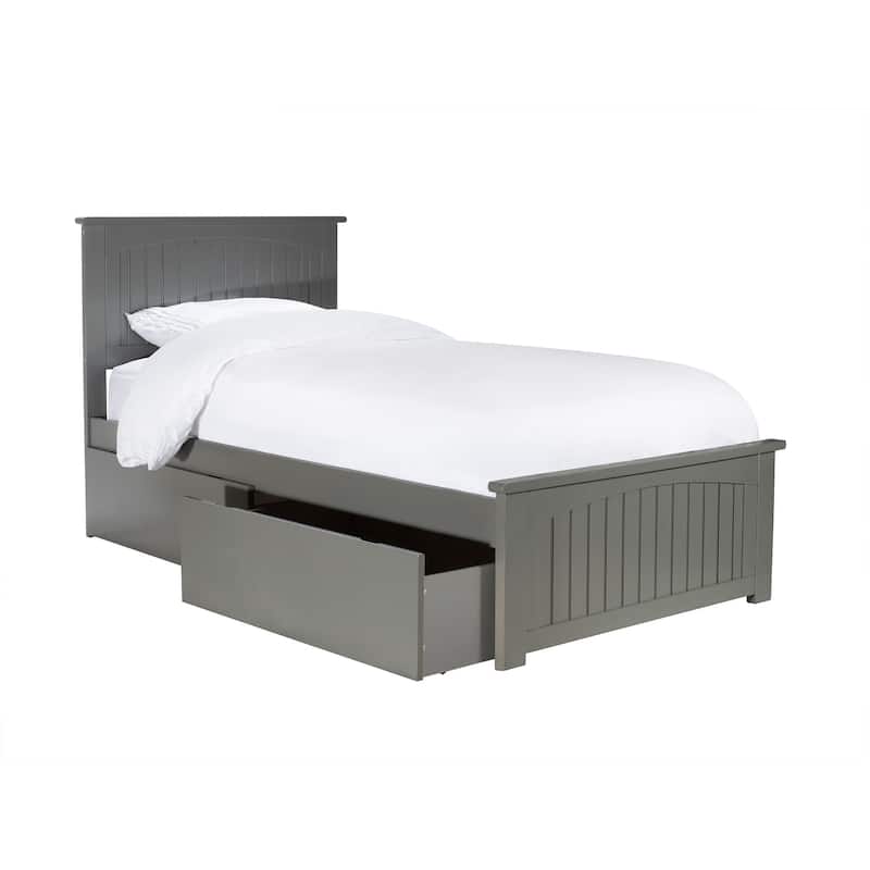 Platform Bed with Drawers - Grey French Flair Bed Frame & Footboard - Modern Bedroom Furniture