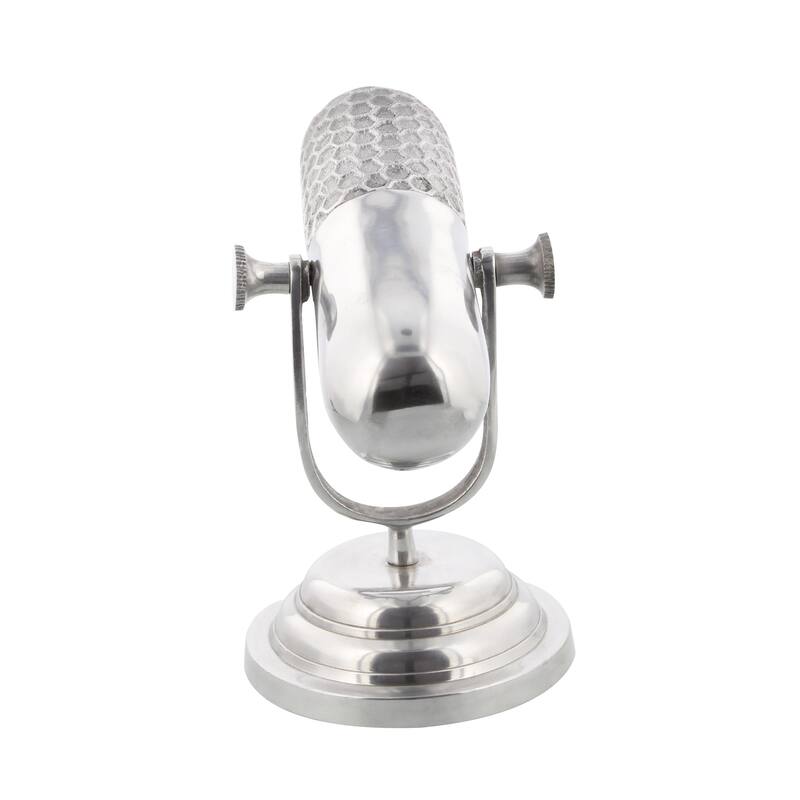 Silver Aluminum Metal Microphone Decorative Sculpture