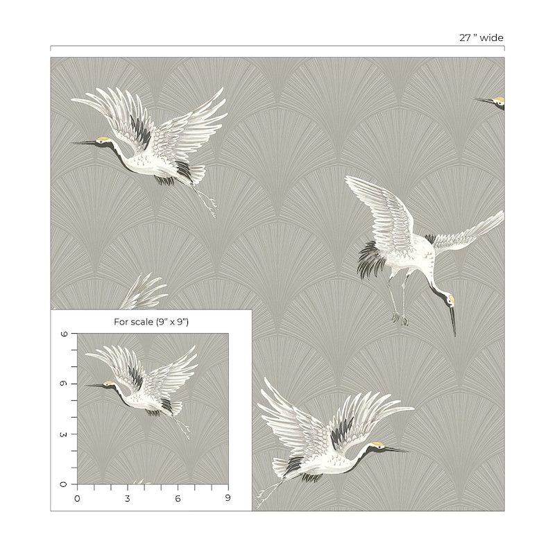 NextWall Cranes Peel and Stick Wallpaper