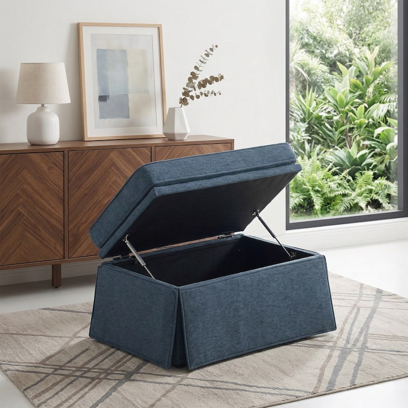 Skirted Rectangular Flip-Top Storage Ottoman