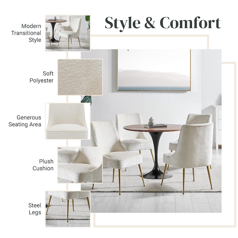 NPD Furniture Cedric KD Fabric Dining Side Chair Gold Legs (Set of 2)