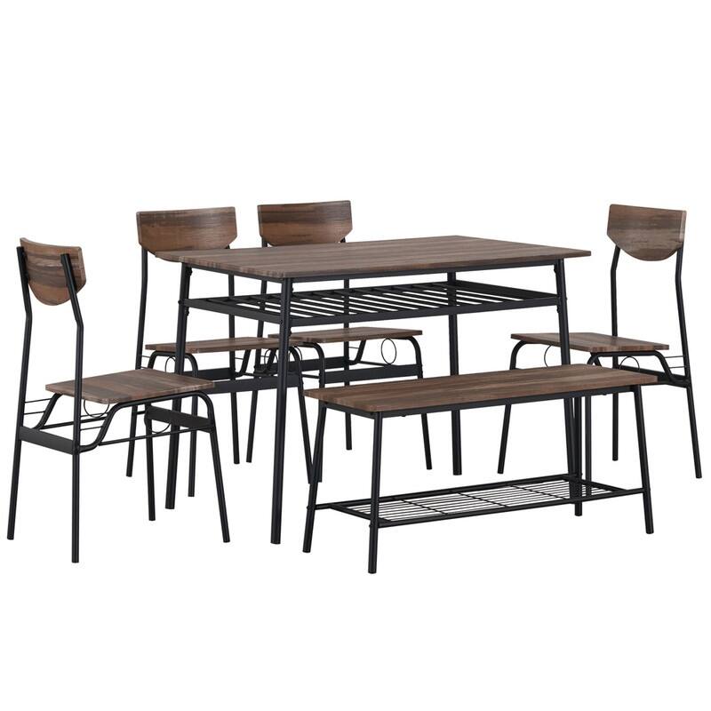 Steel Frame 6-Piece Modern Dining Set for Kitchen